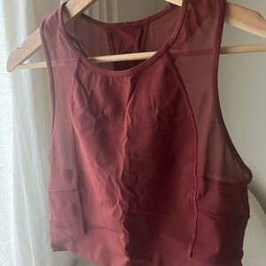 Lululemon Athletica Burgundy Mesh Crop Top